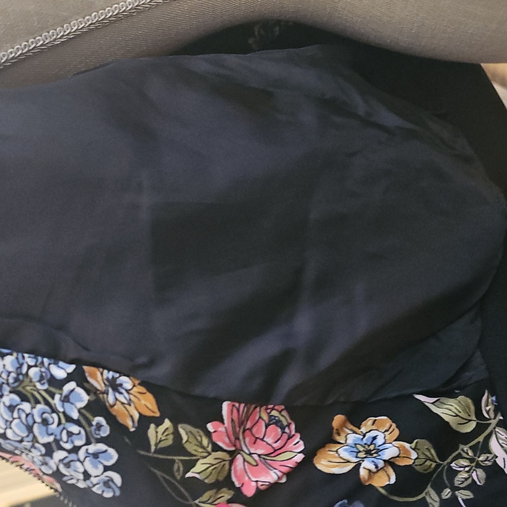 Pink Rose Floral Bomber Jacket - Black Multi Fully Lined - Picture 7 of 10